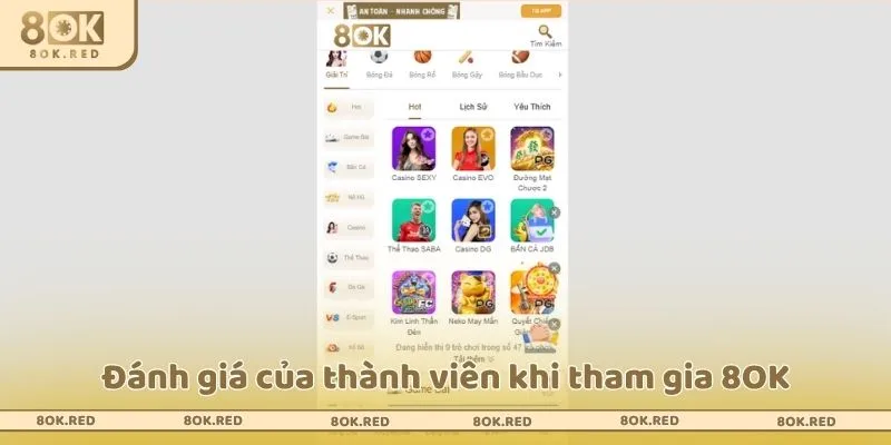 Đánh giá của thành viên khi tham gia 8OK
