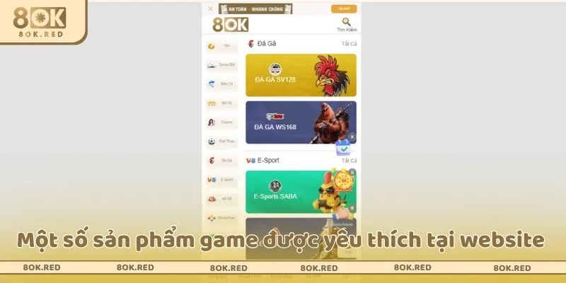 Một số sản phẩm game được yêu thích tại website 